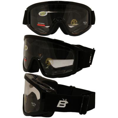 Birdz Vulture Black Frame Motorcycle Goggles with Clear Bifocal Shatterproof Anti-Fog Polycarbonate Lenses and Vented Open Cell Foam