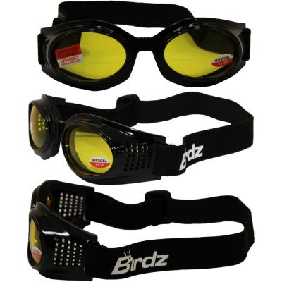 Birdz Kite Black Frame Motorcycle Goggles with Yellow 1.0x Bifocal Shatterproof Anti-Fog Polycarbonate Lenses and Vented Open Cell Foam