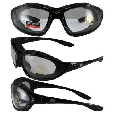 Birdz Thrasher Motorcycle Glasses-Convert-to-Goggles with Clear Shatterproof Anti-Fog Polycarbonate Lenses and Wind Blocking Foam