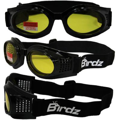Birdz Kite Black Frame Motorcycle Goggles with Yellow Bifocal Shatterproof Anti-Fog Polycarbonate Lenses and Vented Open Cell Foam