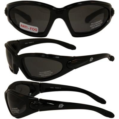 Birdz Quail Motorcycle Glasses with Smoke Shatterproof Anti-Fog Polycarbonate Lenses and Wind Blocking Foam