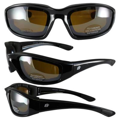 Birdz Oriole Motorcycle Glasses with Driving Mirror Shatterproof Anti-Fog Polycarbonate Lenses and Wind Blocking Foam