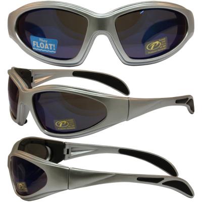 Chopper Padded Riding Glasses with Blue Mirror Lenses and Silver Frames