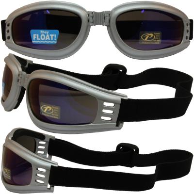 Nomad Value Riding Folding Goggles with Silver Frame and Blue Mirror Lens