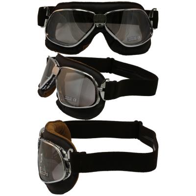 Nannini Cruiser With Hand Stitched Brown Leather and Silver Mirror Antifog Cylindrical Polycarbonate Lenses.