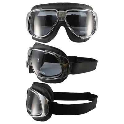 Nannini Rider With Hand Stitched Black Leather and Grey Antifog  Polycarbonate Lenses.