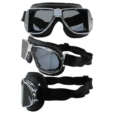 Nannini Custom With Hand Stitched Black Leather and Grey Antifog  Polycarbonate Lenses.