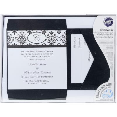 Invitation Kit Makes 25-Black & White Scroll Monogram