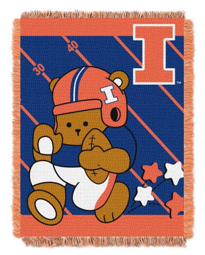 Illinois  OFFICIAL Collegiate 'Half Court' Baby Woven Jacquard Throw