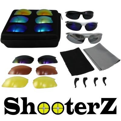 SHOOTERZ Eyewear Kit with Three Frames, 9 Interchangeable Lenses, Ear Locks, Storage Case and Lens Cloths. Everything you NEED!!!