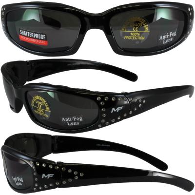 Chill Black Frame with Rhinestones and Smoke Lenses