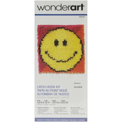 Caron Wonderart Latch Hook Kit 12'X12'-Smiley Face
