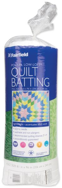Fairfield Low-Loft Bonded Polyester Batting-Full Size 81'X96' FOB: MI