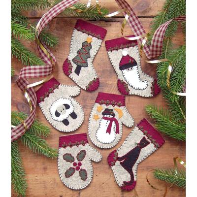 Rachels Of Greenfield Felt Ornament Kit 6/Pkg-Christmas Woolens
