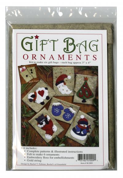 Rachels of Greenfield Felt Gift Bag Ornament Kit 3''X4'' -6/Pkg