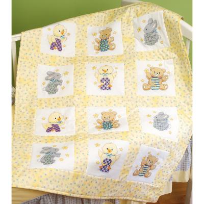 Janlynn Stamped Cross Stitch Quilt Blocks 9'X9' 12/Pkg-ABC 123
