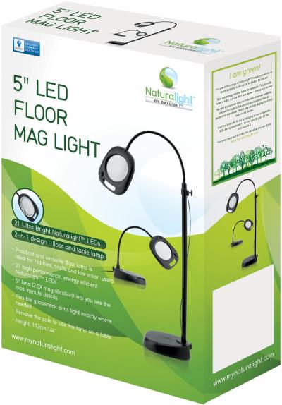 Daylight Naturalight LED 5'' Floor Magnifying Light-Black FOB: MI