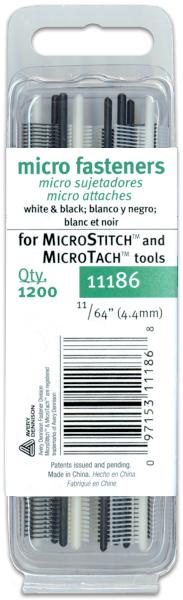 Avery Fasteners Micro Stitch Fastener Refills 4.4mm-White & Black 1,200/Pkg