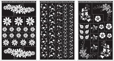 Rub N Etch Designer Stencils 5'X8' 3/Pkg-Floral Designs