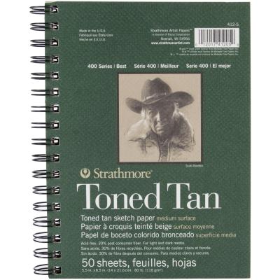 Strathmore Toned Sketch Spiral Paper Pad 5.5''X8.5''-Tan 50 Sheets