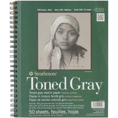 Strathmore Toned Sketch Spiral Paper Pad 9''X12''-Gray 50 Sheets