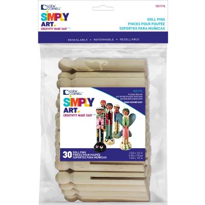 Simply Art Wood Doll Pins-Natural 3.75' 30/Pkg