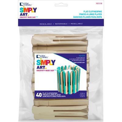 Simply Art Wood No-Roll Clothespins-Natural 3.75' 40/Pkg