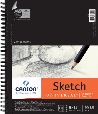 Canson Universal Spiral Sketch Book 9'X12'-100 Sheets