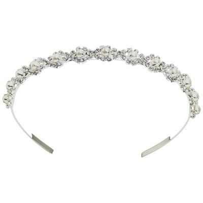Victoria Lynn Tiara Headband-Silver W/Pearls & Rhinestones