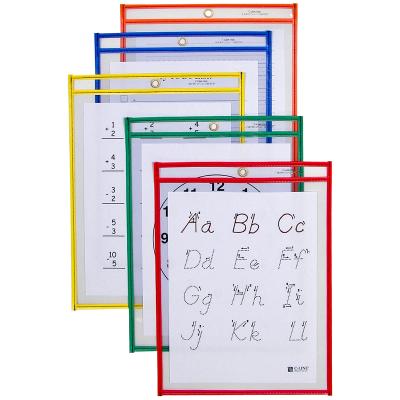 Reusable Dry Erase Pockets 9''X12'' 10/Pkg-Assorted Primary Colors