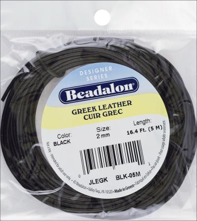 Greek Leather Round Lace 16.4-Black 2mm