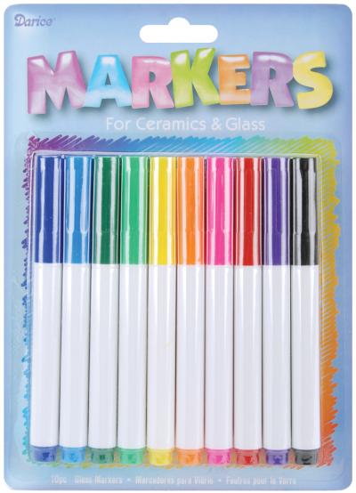Glass Markers 10/Pkg-Assorted Colors