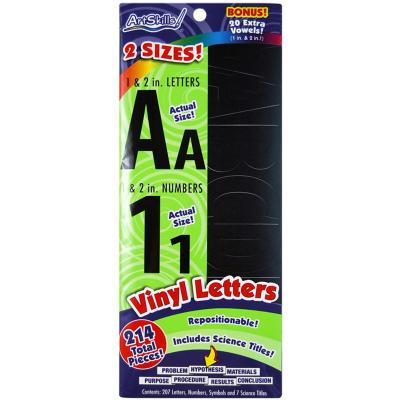 Vinyl Letters, Numbers & Titles Repositionable 214/Pkg-Black