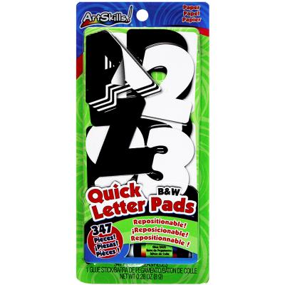 Quick Letter & Number Pads Repositionable 347/Pkg-Black & White
