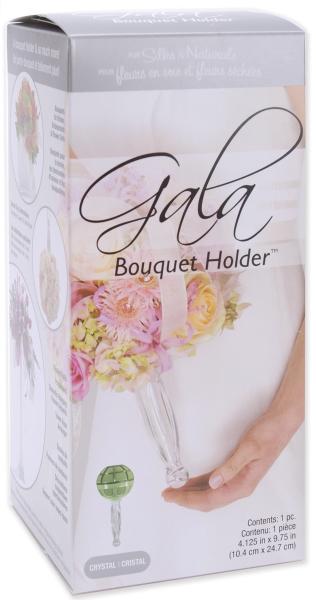 Gala Bouquet Holder 4.125'X9.75'-Crystal Acrylic Handle W/Green Dry Foam