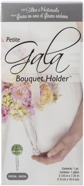 Gala Petite Bouquet Holder 3.125'X7.25'-Crystal Acrylic Handle W/Green Dry Foam