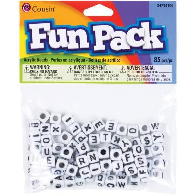 Fun Pack Acrylic Alphabet Beads-Square White 85/Pkg