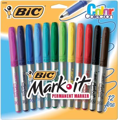 BIC Mark-It Fine Point Permanent Markers 12/Pkg-Assorted Colors