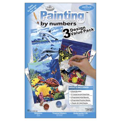 Junior Small Paint By Number Kit 8.75'X11.75' 3/Pkg-Sea Life