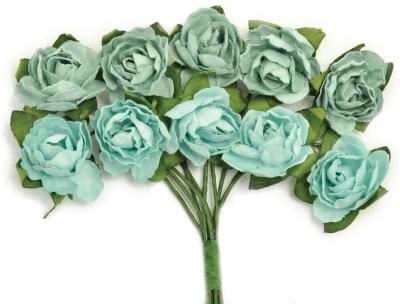 Mini Paper Blooms .5' Flowers W/Wire Stems 10/Pkg-Sage