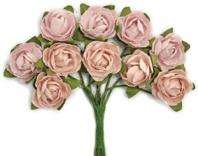 Mini Paper Blooms .5' Flowers W/Wire Stems 10/Pkg-Dusty Pink