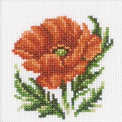 RTO Counted Cross Stitch Kit 4'X4'-Poppy Flower (14 Count)