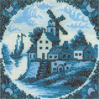 RTO Counted Cross Stitch Kit 4.25'X4.25'-Antique Dutch Windmill I (14 Count)