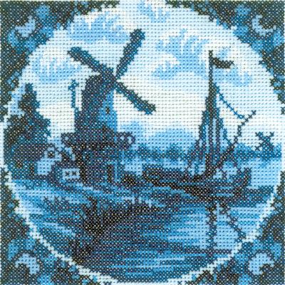 RTO Counted Cross Stitch Kit 4.25'X4.25'-Antique Dutch Windmill II (14 Count)