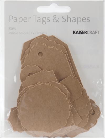 Paper Tags & Shapes 24/Pkg-1.5'X.75' To 3.5'X1.75' Raw Kraft
