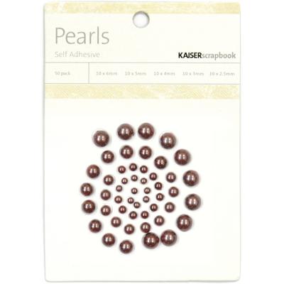 Self-Adhesive Pearls 50/Pkg-Chocolate