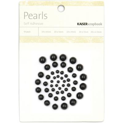 Self-Adhesive Pearls 50/Pkg-Black