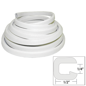 TACO Flexible Vinyl Trim - ¼' Opening x ½'W x 25L - White