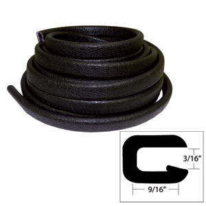 TACO Flexible Vinyl Trim - 5/32' Opening x 9/16'W x 25L - Black