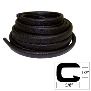TACO Flexible Vinyl Trim - ½' Opening x ⅝'W x 25L - Black